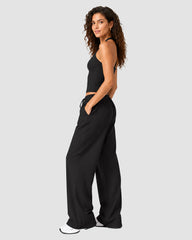 2-Piece V-Neck Strappy Wide Leg Workout Set