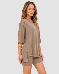 2-Piece Biker Short Lounge Set for Everyday Wear