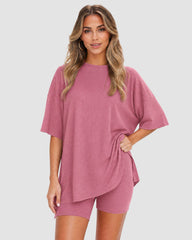 2-Piece Biker Short Lounge Set for Everyday Wear