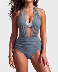 Two-Way Mesh High-Waisted Tummy Control Bikini Set