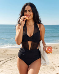Two-Way Mesh High-Waisted Tummy Control Bikini Set