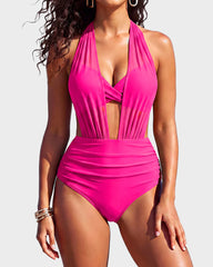 Two-Way Mesh High-Waisted Tummy Control Bikini Set
