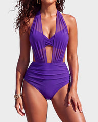 Two-Way Mesh High-Waisted Tummy Control Bikini Set