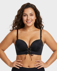 Instant Boost Lace-Up Padded Push Up Bra