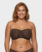 Sheer Mesh Strapless Underwire Balconette Bra