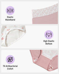 6-Pack Soft Cotton Heart Print High-Waist Panties