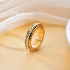 Spin & Calm Titanium Fidget Ring with Cubic Zirconia
