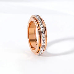 Spin & Calm Titanium Fidget Ring with Cubic Zirconia