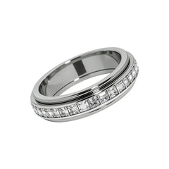 Spin & Calm Titanium Fidget Ring with Cubic Zirconia