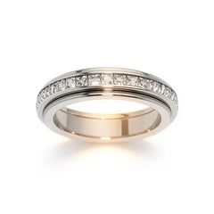 Spin & Calm Titanium Fidget Ring with Cubic Zirconia
