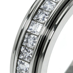 Spin & Calm Titanium Fidget Ring with Cubic Zirconia