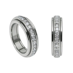 Spin & Calm Titanium Fidget Ring with Cubic Zirconia