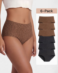 6-Pack High-Waist Seamless Leopard Tummy Control Briefs