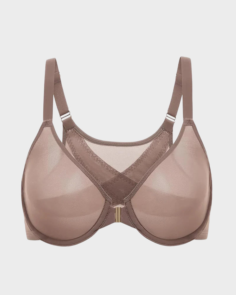 Front Clasp Mesh Support Bra
