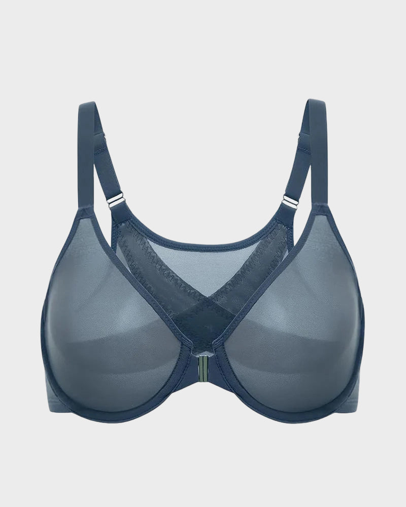 Front Clasp Mesh Support Bra