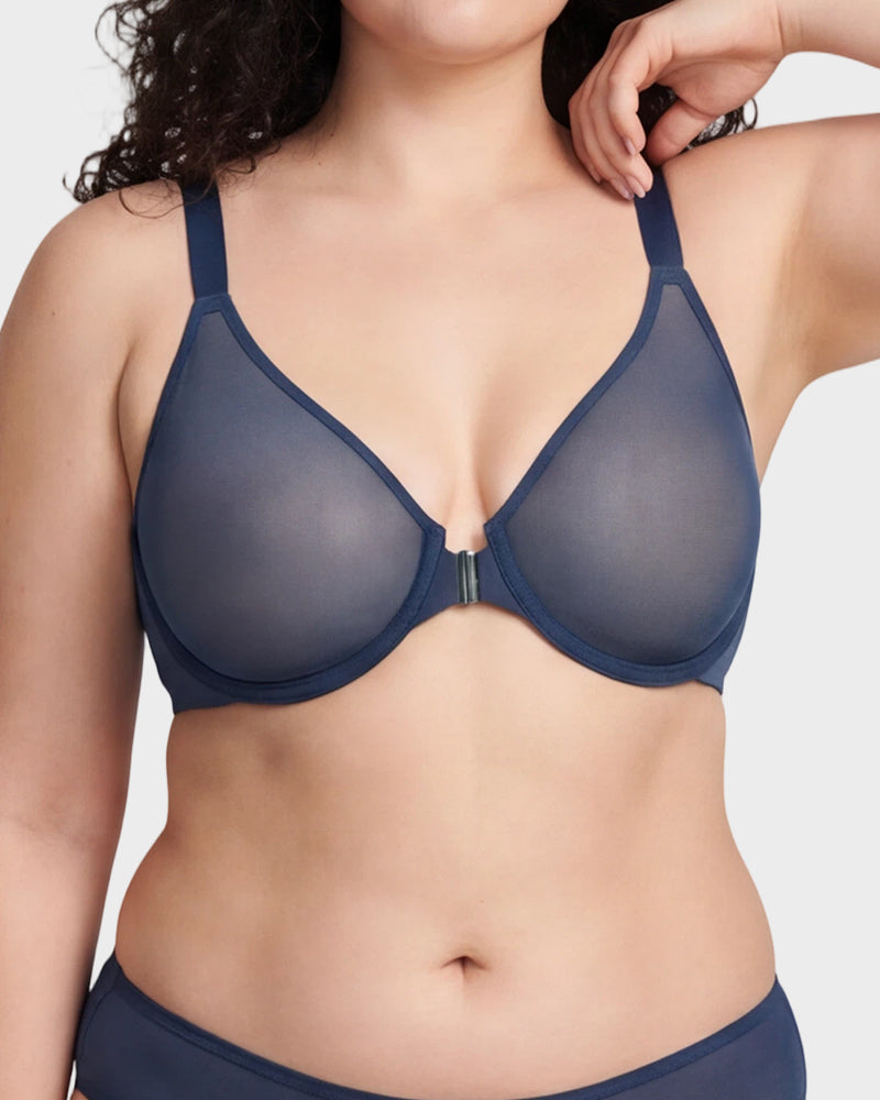 Front Clasp Mesh Support Bra