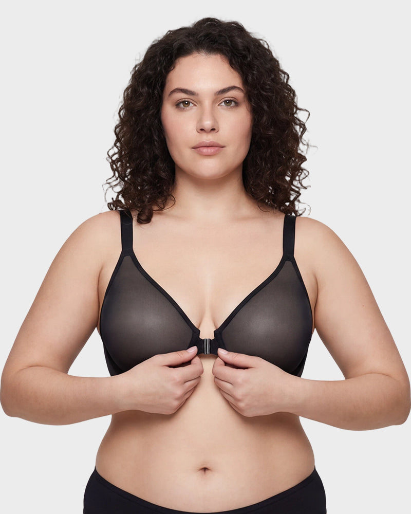 Front Clasp Mesh Support Bra