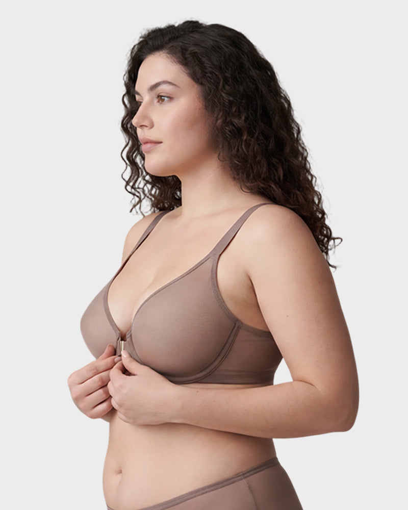 Front Clasp Mesh Support Bra