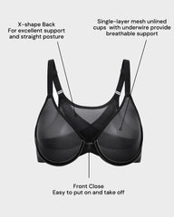 Front Clasp Mesh Support Bra