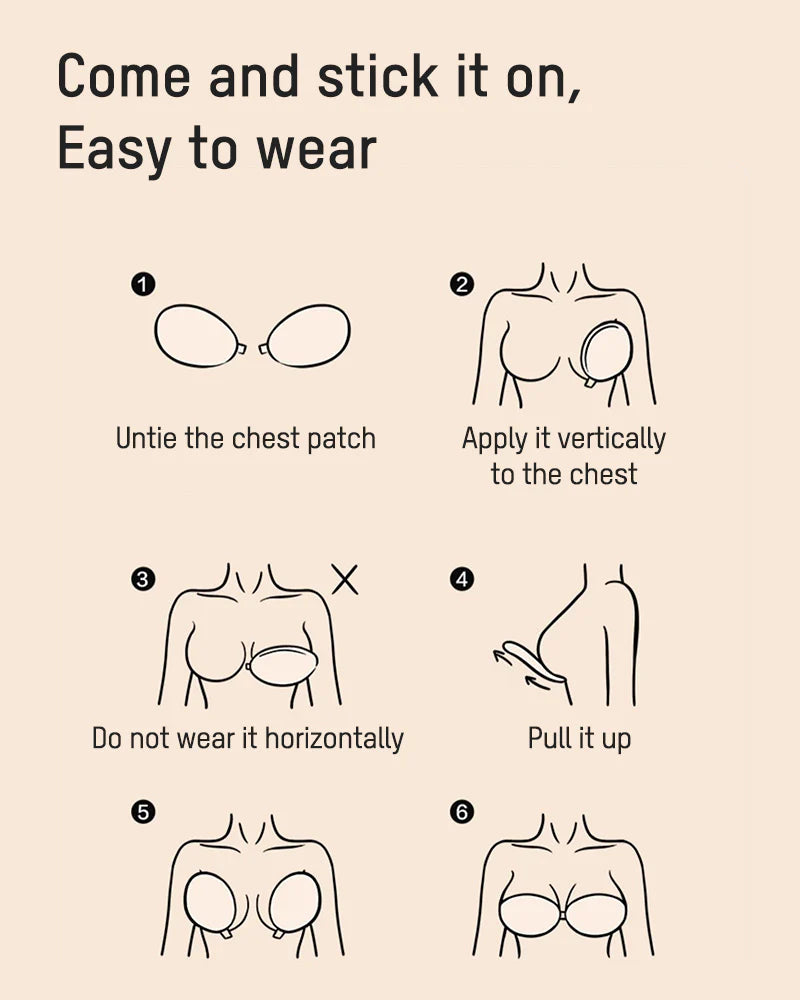 Front Closure Self-Adhesive Invisible Push-Up Bra (2 Pairs)