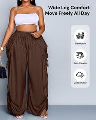 High-Waist Wide Leg Pants with Relaxed Fit