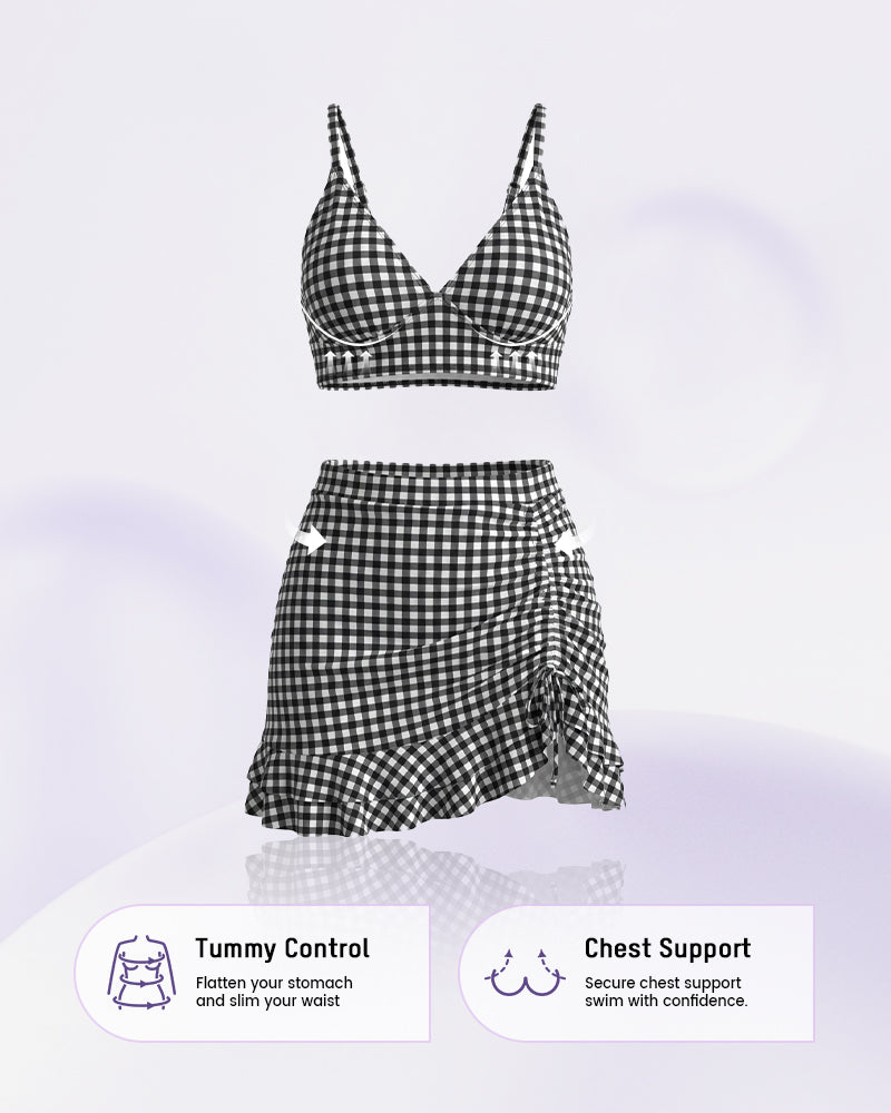 High-Waisted Gingham Bikini Set