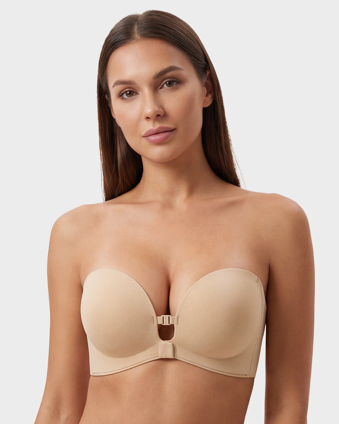 No-Slip Front Closure Strapless Push-Up Bra