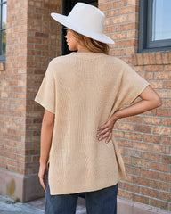 Oversized Ribbed Knit Puff Sleeve Sweater Top