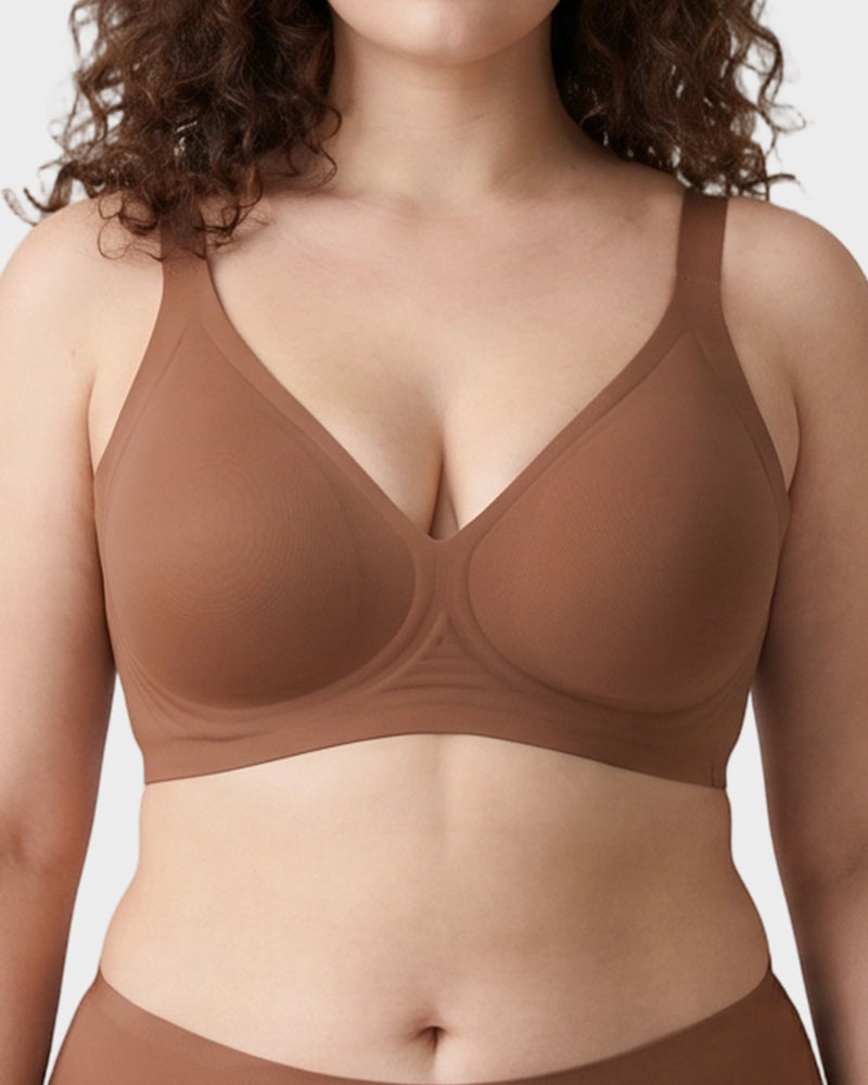 Plunge Push-Up Seamless Barely-There Wireless Bra