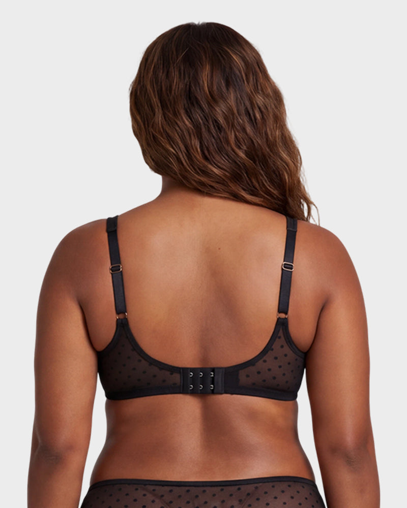 Sheer Dotted Mesh Unlined Balconette Bra