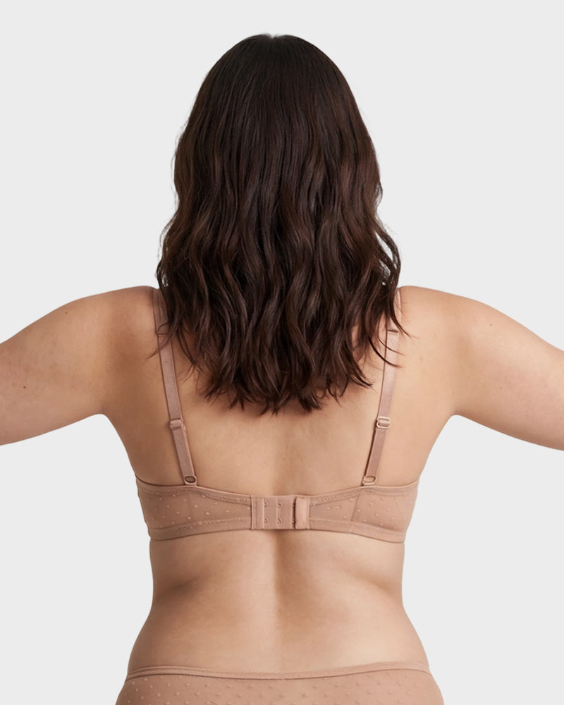 Sheer Dotted Mesh Unlined Balconette Bra