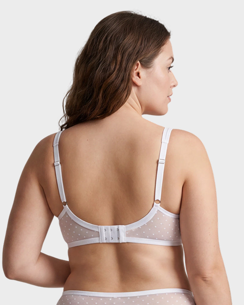 Sheer Dotted Mesh Unlined Balconette Bra