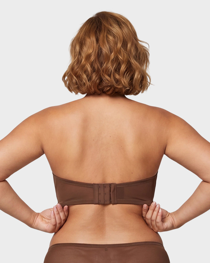 Sheer Mesh Strapless Underwire Balconette Bra