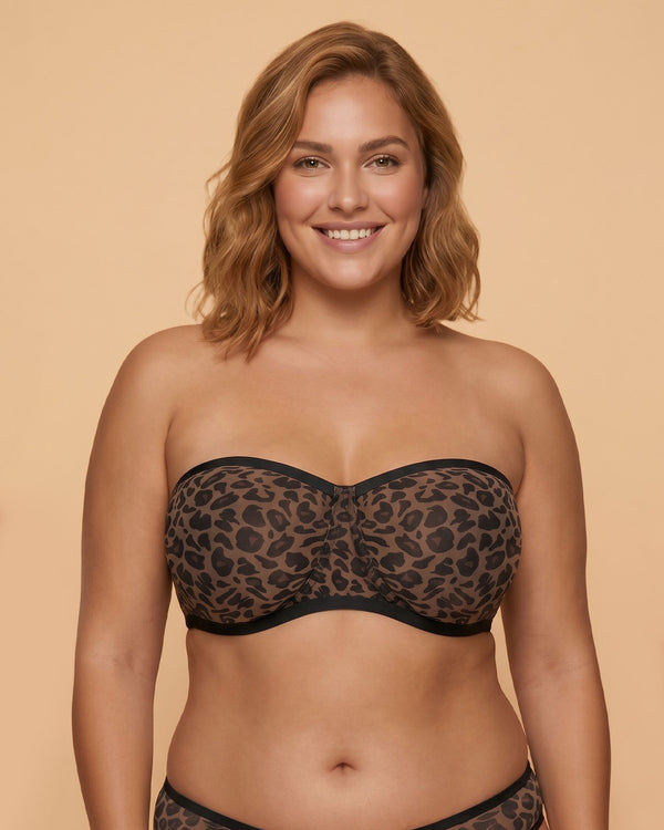 Strapless Mesh Underwire Balconette Bra
