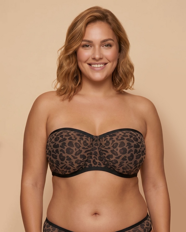 Strapless Mesh Underwire Balconette Bra