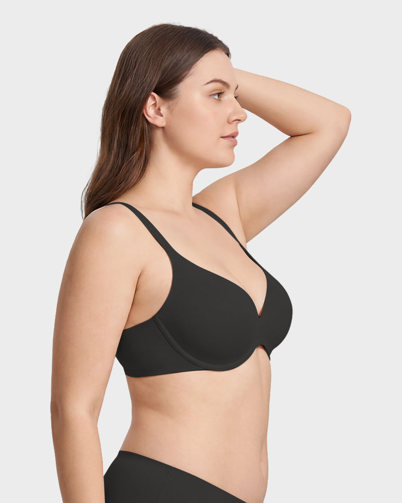 Unlined Underwire Plunge Balconette Bra