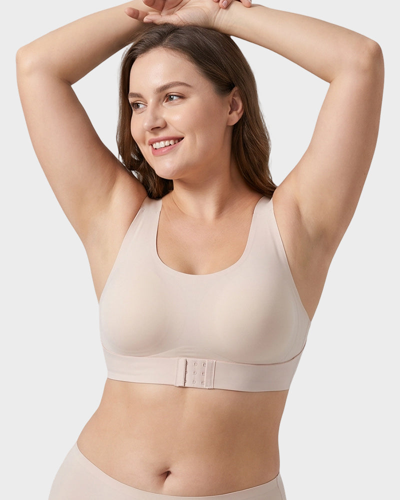 Wireless Posture Support Cross-Back Bra with Front Closure