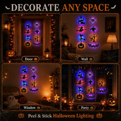8-PCS Halloween LED Silhouette Lights – Peel & Stick Spooky Window & Wall Decor
