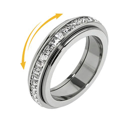 Spin & Calm Titanium Fidget Ring with Cubic Zirconia