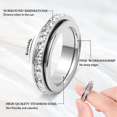 Spin & Calm Titanium Fidget Ring with Cubic Zirconia