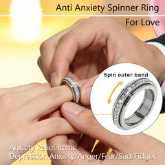 Spin & Calm Titanium Fidget Ring with Cubic Zirconia