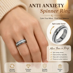 Spin & Calm Titanium Fidget Ring with Cubic Zirconia